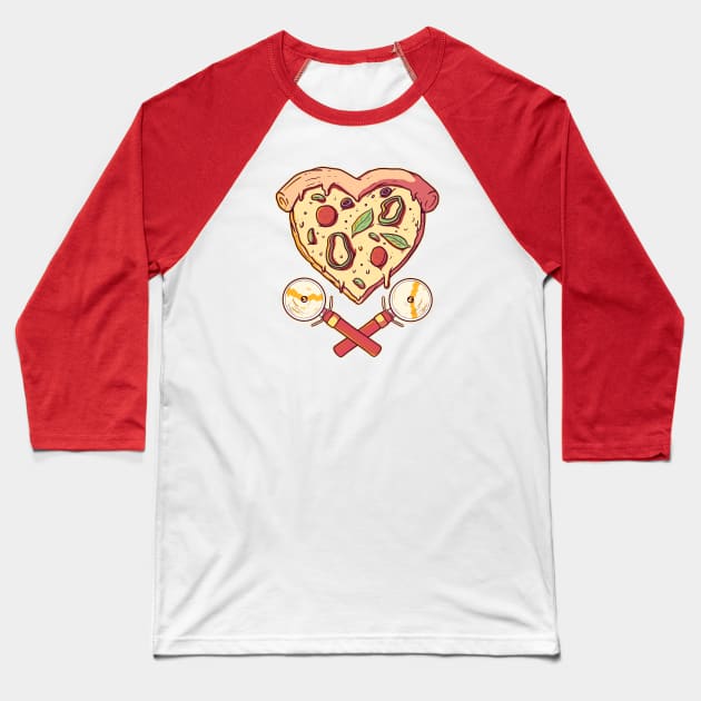 Heart Shaped Pizza Slice with Cutters Baseball T-Shirt by SLAG_Creative